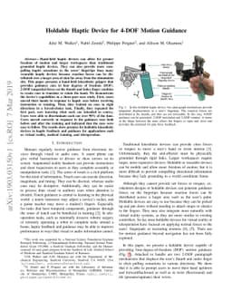 Holdable Haptic Device for 4-DOF Motion Guidance