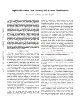 Explicit-risk-aware Path Planning with Reward Maximization