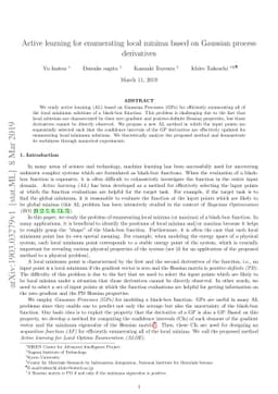 Active learning for enumerating local minima based on Gaussian process
  derivatives