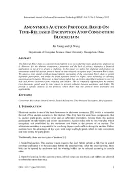 Anonymous Auction Protocol Based on Time-Released Encryption atop
  Consortium Blockchain