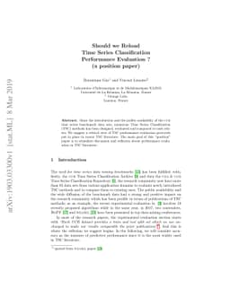 Should we Reload Time Series Classification Performance Evaluation ? (a
  position paper)