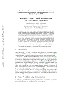 Complex Valued Gated Auto-encoder for Video Frame Prediction