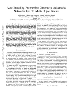 Auto-Encoding Progressive Generative Adversarial Networks For 3D Multi
  Object Scenes