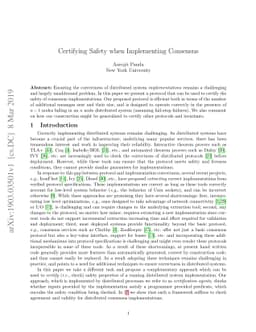 Certifying Safety when Implementing Consensus