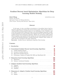 Gradient Descent based Optimization Algorithms for Deep Learning Models
  Training
