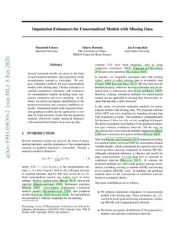 Imputation estimators for unnormalized models with missing data