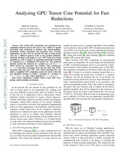 Analyzing GPU Tensor Core Potential for Fast Reductions
