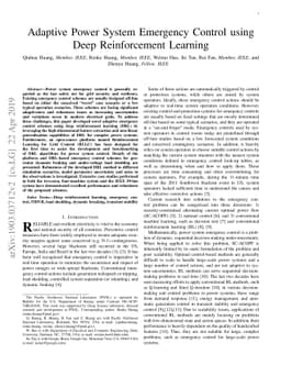 Adaptive Power System Emergency Control using Deep Reinforcement
  Learning