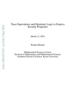 Trace Equivalence and Epistemic Logic to Express Security Properties