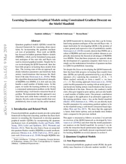 Learning Quantum Graphical Models using Constrained Gradient Descent on
  the Stiefel Manifold