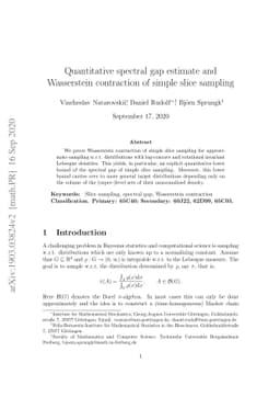 Quantitative spectral gap estimate and Wasserstein contraction of simple
  slice sampling
