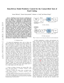 Data-Driven Model Predictive Control for Food-Cutting