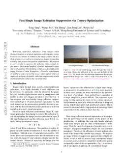 Fast Single Image Reflection Suppression via Convex Optimization