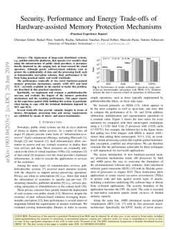 Security, Performance and Energy Trade-offs of Hardware-assisted Memory
  Protection Mechanisms