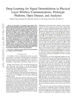Deep Learning for Signal Demodulation in Physical Layer Wireless
  Communications: Prototype Platform, Open Dataset, and Analytics