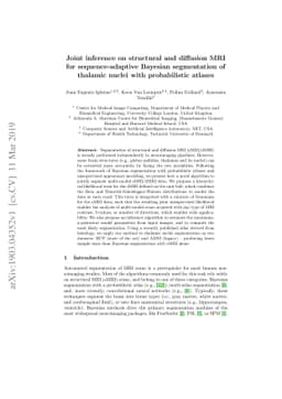 Joint inference on structural and diffusion MRI for sequence-adaptive
  Bayesian segmentation of thalamic nuclei with probabilistic atlases