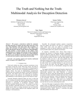 The Truth and Nothing but the Truth: Multimodal Analysis for Deception
  Detection
