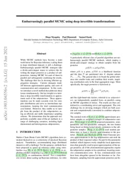 Embarrassingly parallel MCMC using deep invertible transformations