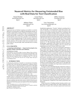 Nuanced Metrics for Measuring Unintended Bias with Real Data for Text
  Classification