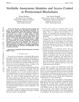 Verifiable Anonymous Identities and Access Control in Permissioned
  Blockchains