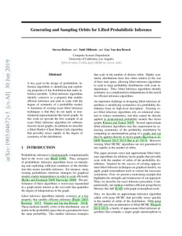 Generating and Sampling Orbits for Lifted Probabilistic Inference