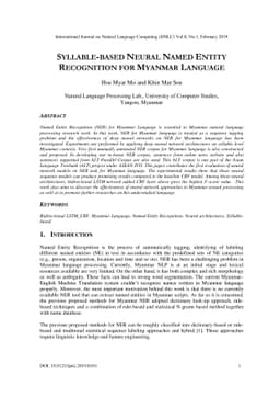 Syllable-based Neural Named Entity Recognition for Myanmar Language
