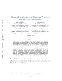 Financial Applications of Gaussian Processes and Bayesian Optimization