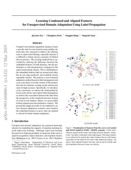 Learning Condensed and Aligned Features for Unsupervised Domain
  Adaptation Using Label Propagation