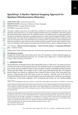 QuickStop: A Markov Optimal Stopping Approach for Quickest
  Misinformation Detection