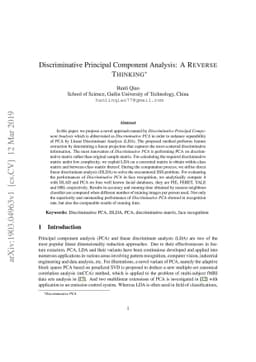 Discriminative Principal Component Analysis: A REVERSE THINKING
