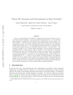 Theory III: Dynamics and Generalization in Deep Networks
