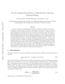 On the Statistical Consistency of Risk-Sensitive Bayesian
  Decision-Making