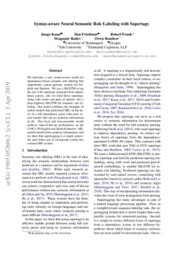 Syntax-aware Neural Semantic Role Labeling with Supertags