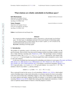 What relations are reliably embeddable in Euclidean space?