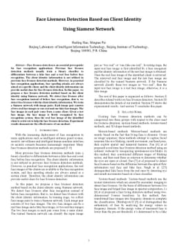 Face Liveness Detection Based on Client Identity Using Siamese Network