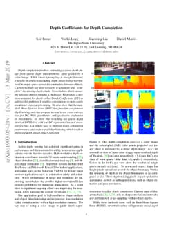 Depth Coefficients for Depth Completion