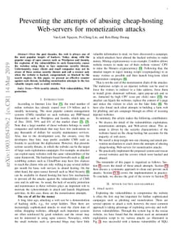 Preventing the attempts of abusing cheap-hosting Web-servers for
  monetization attacks