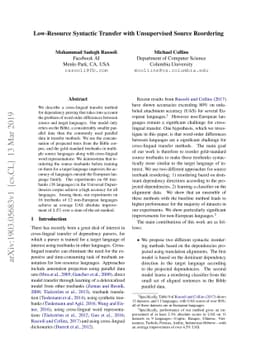 Low-Resource Syntactic Transfer with Unsupervised Source Reordering