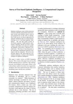 Survey of Text-based Epidemic Intelligence: A Computational Linguistic
  Perspective