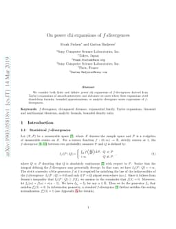 On power chi expansions of $f$-divergences