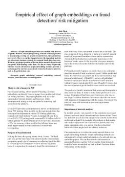 Empirical effect of graph embeddings on fraud detection/ risk mitigation