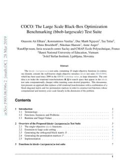 COCO: The Large Scale Black-Box Optimization Benchmarking
  (bbob-largescale) Test Suite