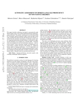 Automatic assessment of spoken language proficiency of non-native
  children