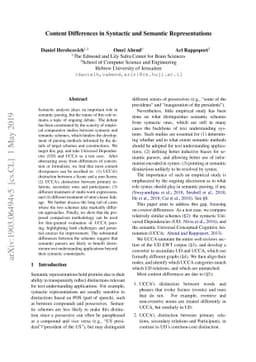 Content Differences in Syntactic and Semantic Representations