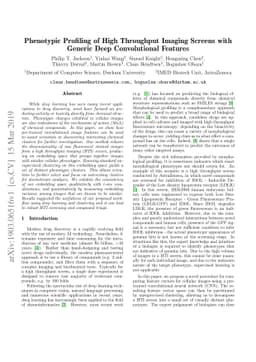 Phenotypic Profiling of High Throughput Imaging Screens with Generic
  Deep Convolutional Features