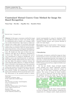 Constrained Mutual Convex Cone Method for Image Set Based Recognition