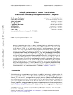Tuning Hyperparameters without Grad Students: Scalable and Robust
  Bayesian Optimisation with Dragonfly
