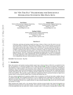 An "On The Fly" Framework for Efficiently Generating Synthetic Big Data
  Sets
