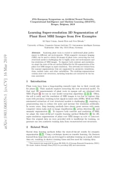 Learning Super-resolution 3D Segmentation of Plant Root MRI Images from
  Few Examples