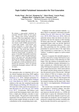 Topic-Guided Variational Autoencoders for Text Generation